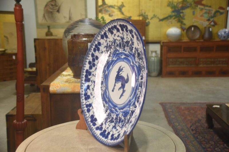 Japanese Blue and White Stencil Plate Diameter 465mm - Image 7