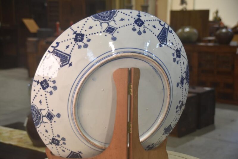Japanese Blue and White Stencil Plate Diameter 465mm - Image 6