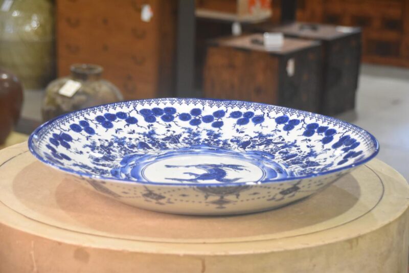Japanese Blue and White Stencil Plate Diameter 465mm - Image 5