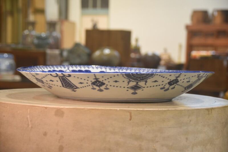 Japanese Blue and White Stencil Plate Diameter 465mm - Image 4