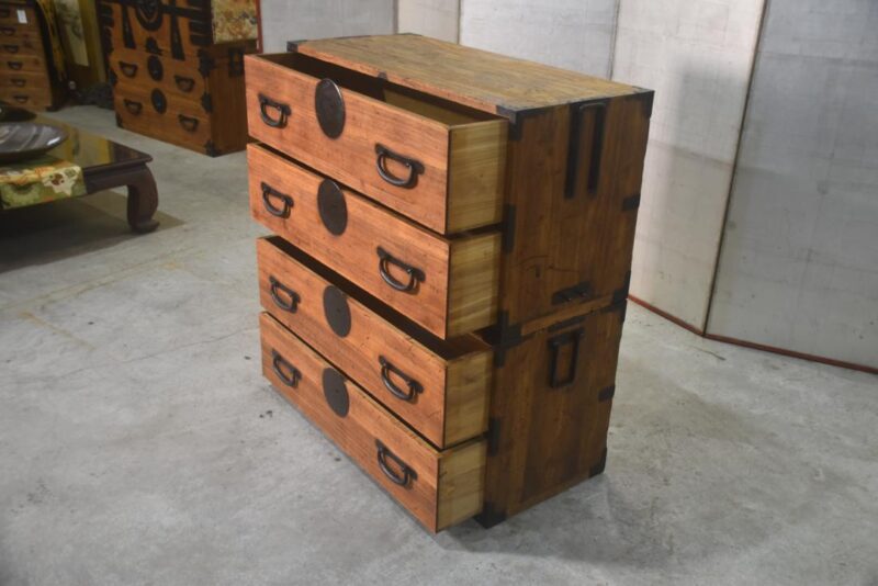 Japanese Antique 2 Section Clothing Chest Width:940mm - Image 8