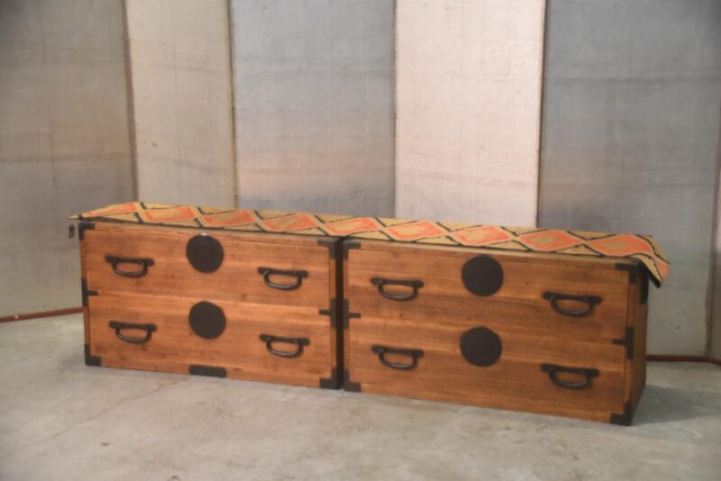 Japanese Antique 2 Section Clothing Chest Width:940mm - Image 2