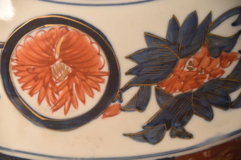 Black Ships Imari Ware Porcelain Bowl Width:330mm - Image 7