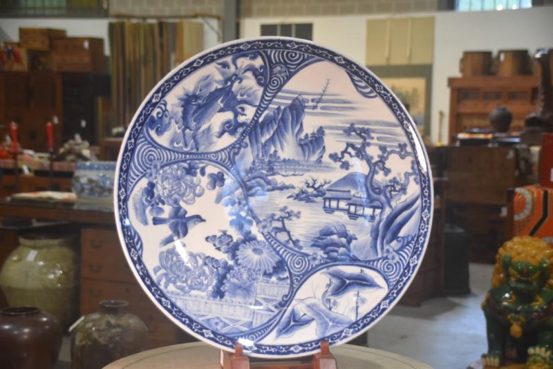 Japanese Blue and White Imari Plate Width:545mm