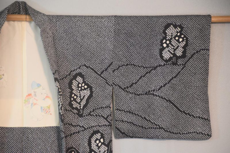 Rolling Hills Vintage Black Silk Shibori Haori Jacket - Image 9