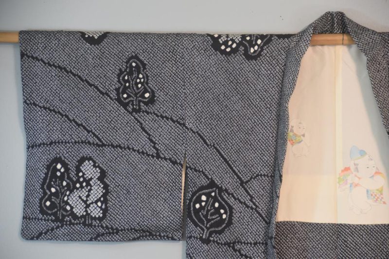 Rolling Hills Vintage Black Silk Shibori Haori Jacket - Image 8