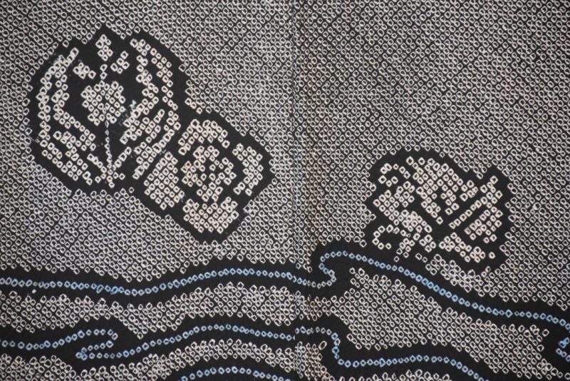 Blue Streams Vintage Black Silk Shibori Haori Jacket - Image 2