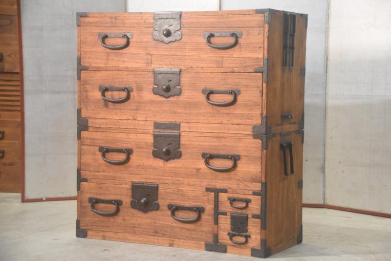 Japanese Antique Two Section Clothing Chest Width:950mm - Image 5
