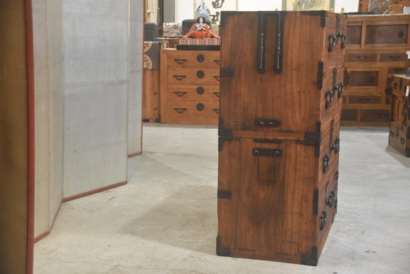 Japanese Antique Two Section Clothing Chest Width:950mm - Image 11
