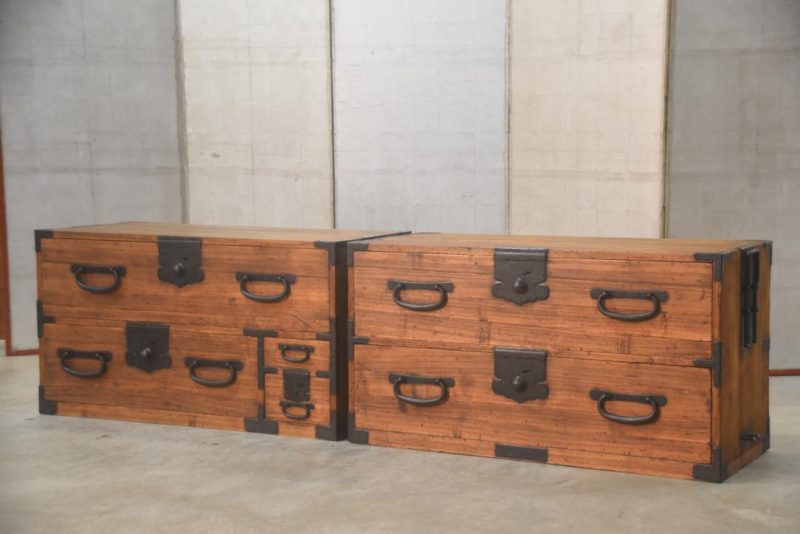 Japanese Antique Two Section Clothing Chest Width:950mm - Image 9