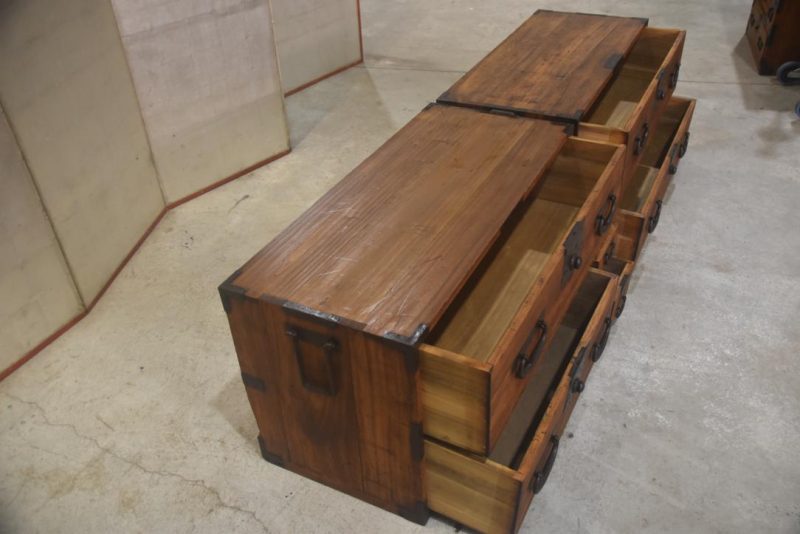 Japanese Antique Two Section Clothing Chest Width:950mm - Image 8