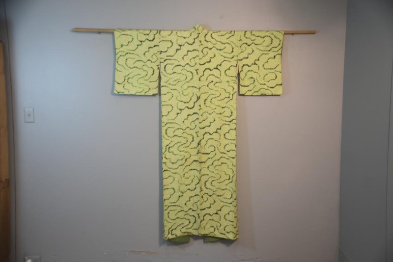 Green Shibori Silk Kimono from Japan