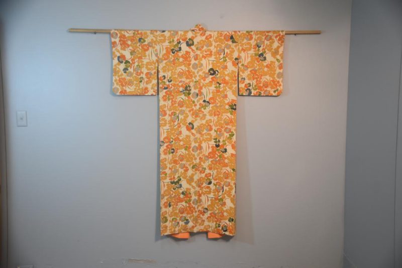Autumn Flowers Silk Kimono from Japan