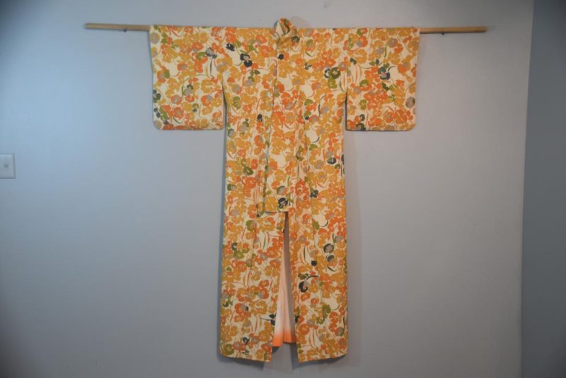 Autumn Flowers Silk Kimono from Japan - Image 3