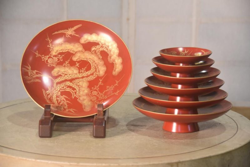 Japanese Lacquer Wedding Sake Set Height:470mm - Image 11