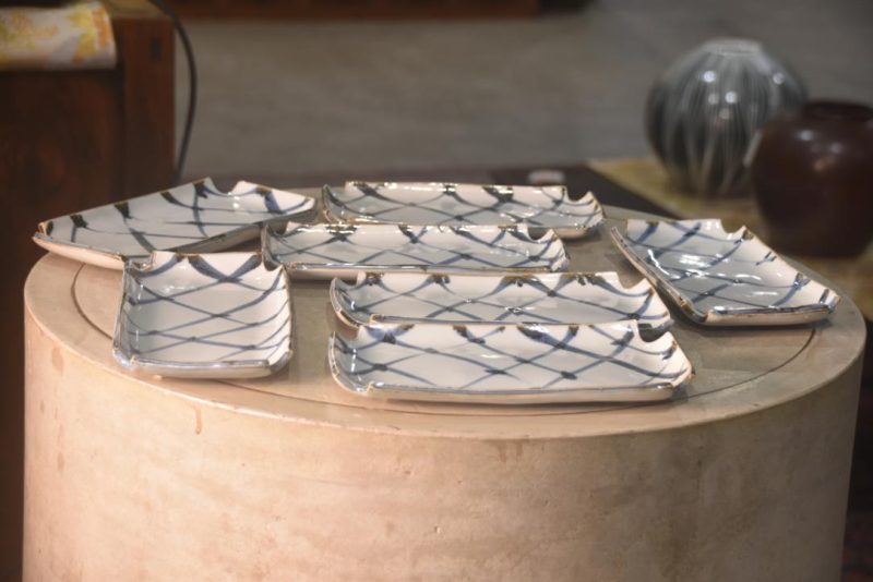 Set of 7 Japanese Blue and White Sushi Plates - Image 6