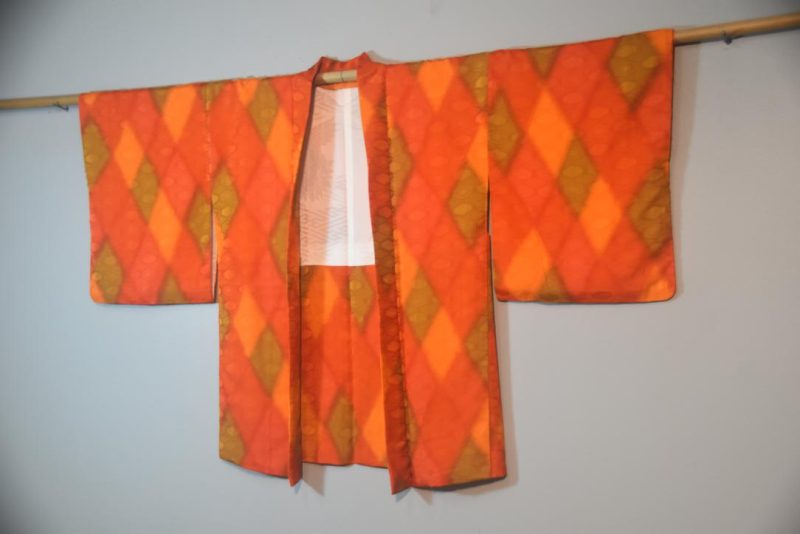 Rich Orange Silk Japanese Haori Jacket - Image 4