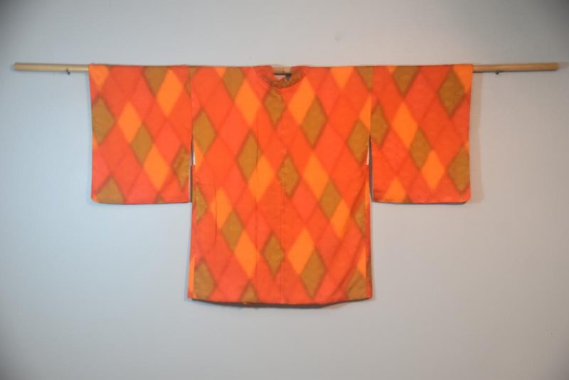 Rich Orange Silk Japanese Haori Jacket - Image 5