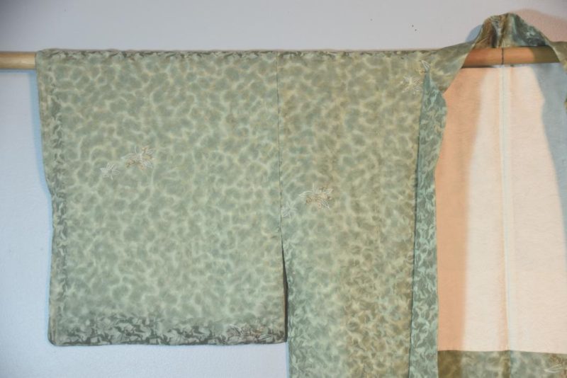 Celadon Green Crane Silk Japanese Haori Jacket - Image 2