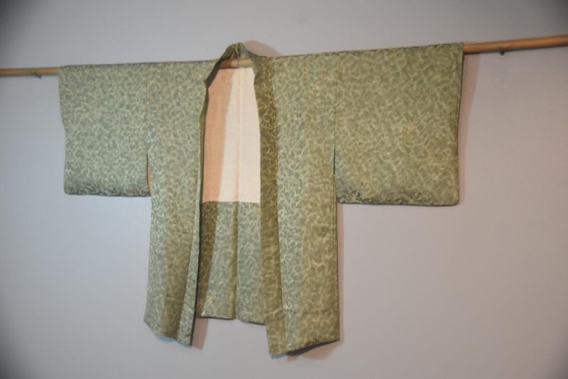 Celadon Green Crane Silk Japanese Haori Jacket - Image 3