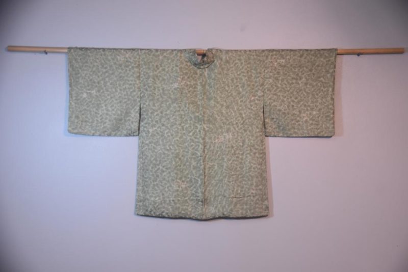 Celadon Green Crane Silk Japanese Haori Jacket - Image 4