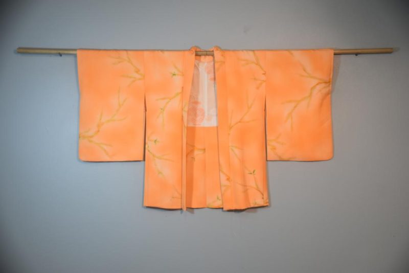 Shimmering Orange Silk Japanese Haori Jacket