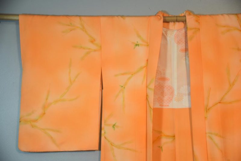 Shimmering Orange Silk Japanese Haori Jacket - Image 3