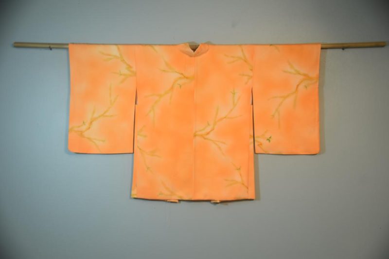 Shimmering Orange Silk Japanese Haori Jacket - Image 5