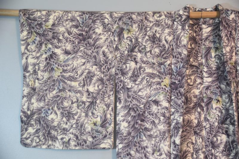 Purple Swirls Vintage Silk Haori Jacket - Image 3