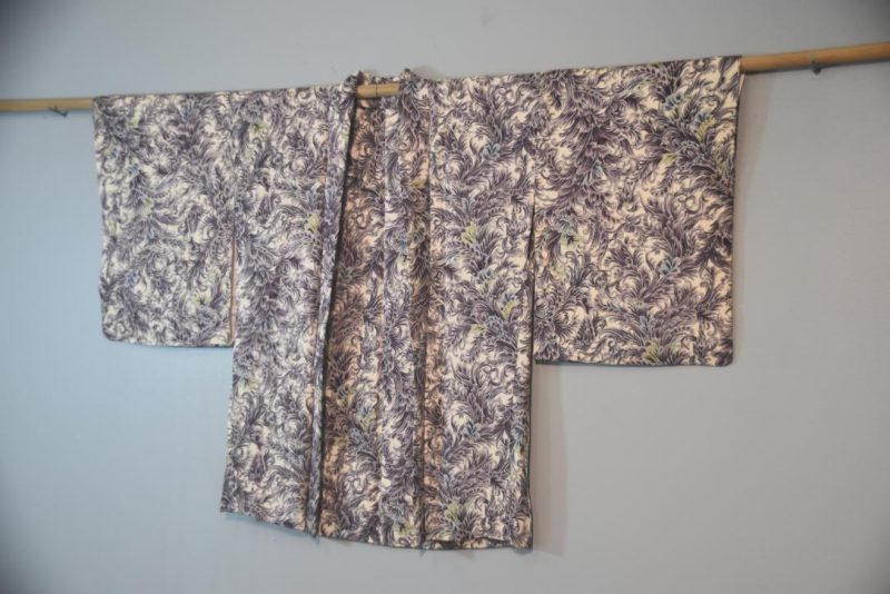 Purple Swirls Vintage Silk Haori Jacket - Image 4