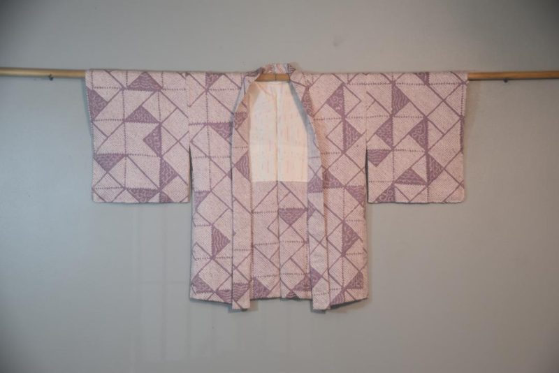 Mauve Vintage Silk Shibori Haori Jacket
