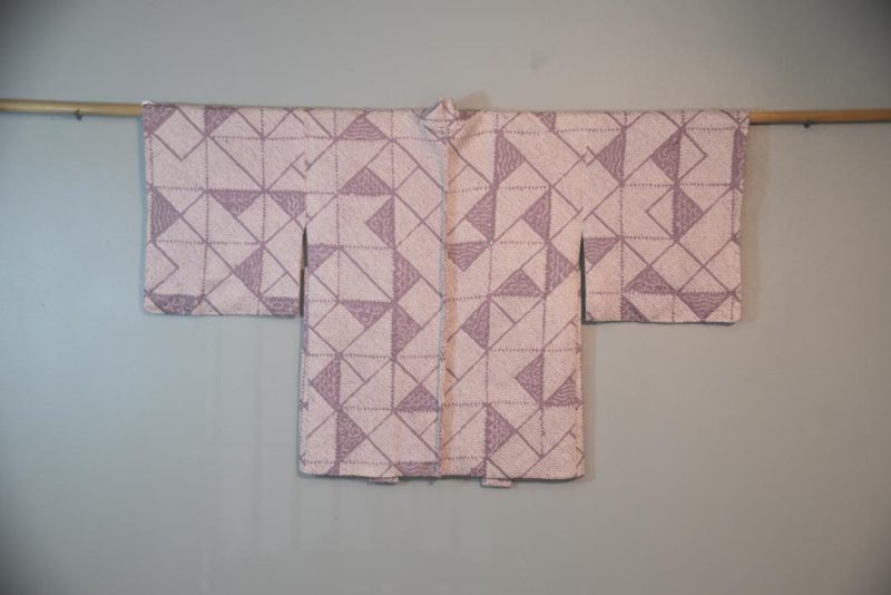 Mauve Vintage Silk Shibori Haori Jacket - Image 5