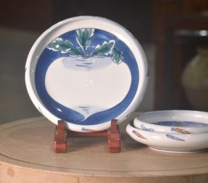 Set of 3 Japanese Daikon Hand Painted Plates Width:245mm