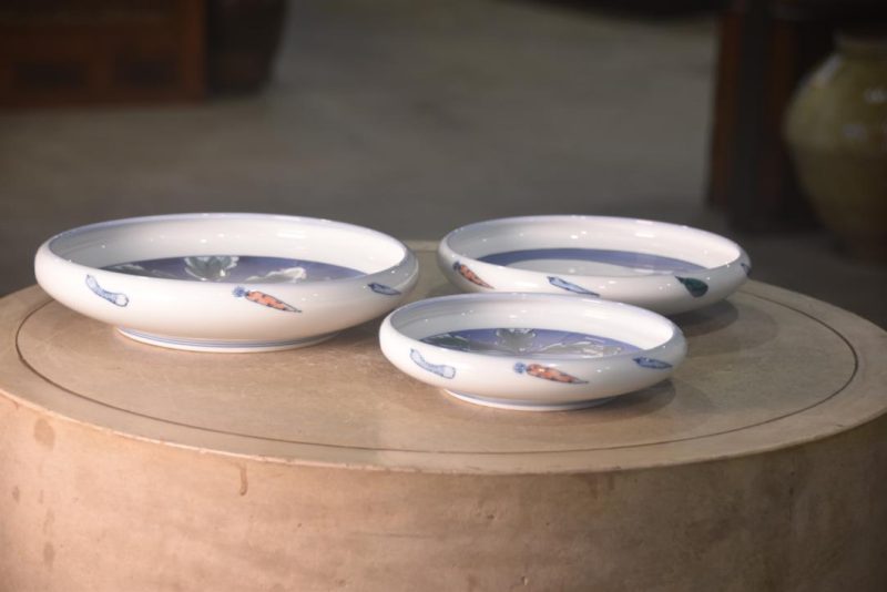 Set of 3 Japanese Daikon Hand Painted Plates Width:245mm - Image 6