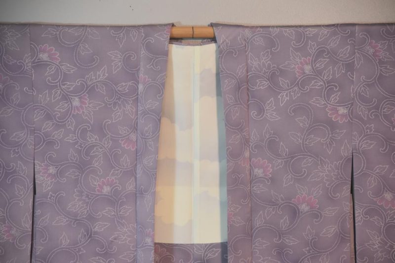 Mauve Paisley Silk Japanese Haori Jacket - Image 4
