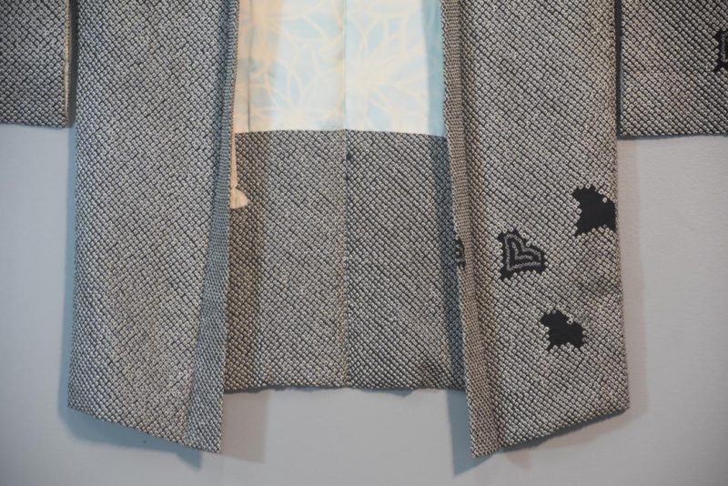 Flying Hearts Black Japanese Silk Shibori Haori Jacket - Image 8