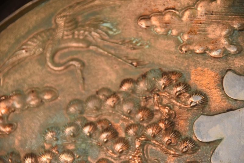 Japanese Bronze Silver Plated Mirror Height:415mm - Image 3
