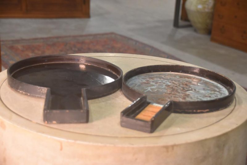 Japanese Bronze Silver Plated Mirror Height:415mm - Image 9
