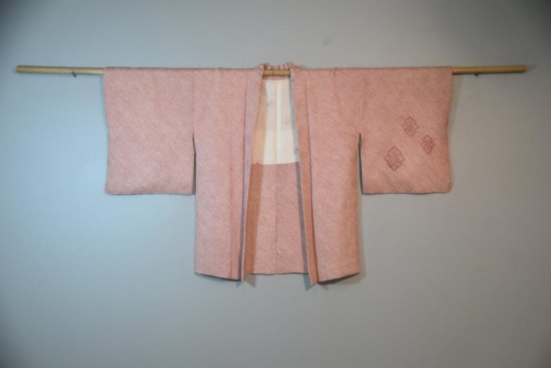 Pretty Pink Vintage Silk Shibori Haori Jacket - Image 3