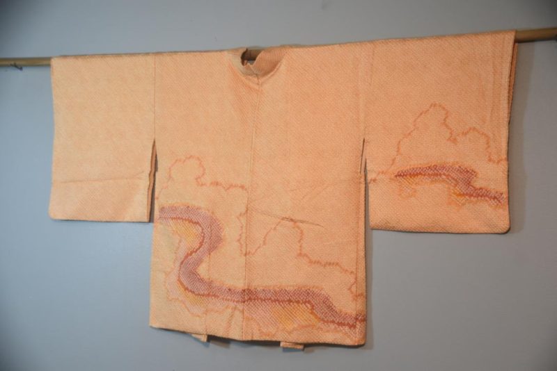 Sunny Orange Vintage Silk Shibori Haori Jacket - Image 5
