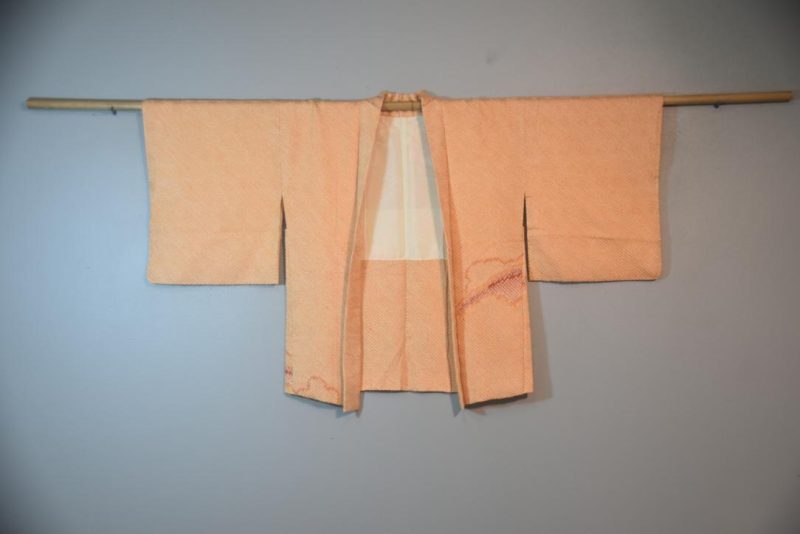 Sunny Orange Vintage Silk Shibori Haori Jacket - Image 4