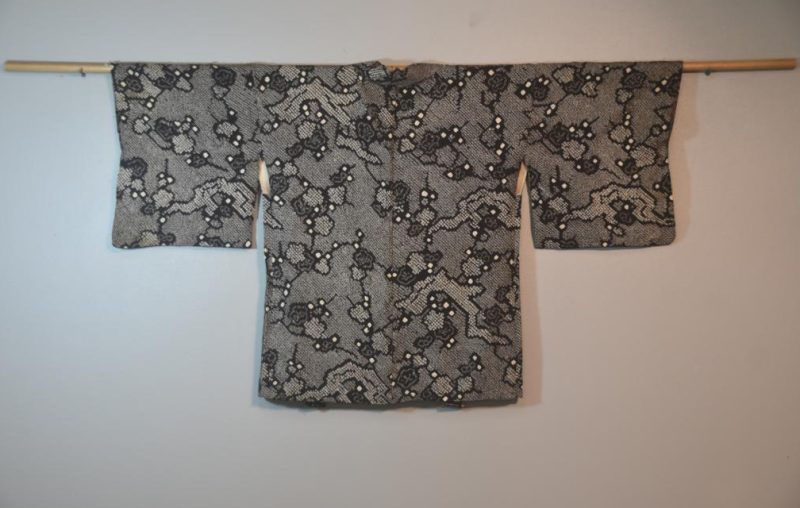 Honey Bee Black Vintage Silk Shibori Haori Jacket