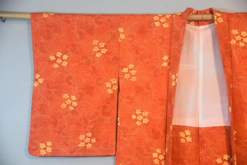 Orange Yellow Flower Japanese Haori Jacket - Image 3