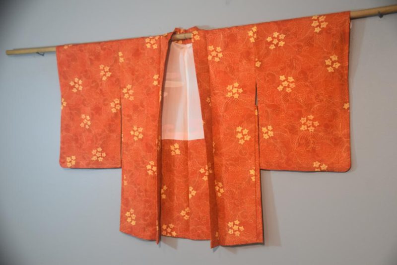 Orange Yellow Flower Japanese Haori Jacket - Image 4
