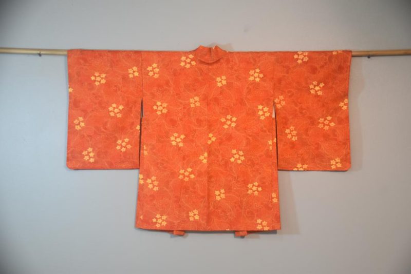 Orange Yellow Flower Japanese Haori Jacket - Image 5
