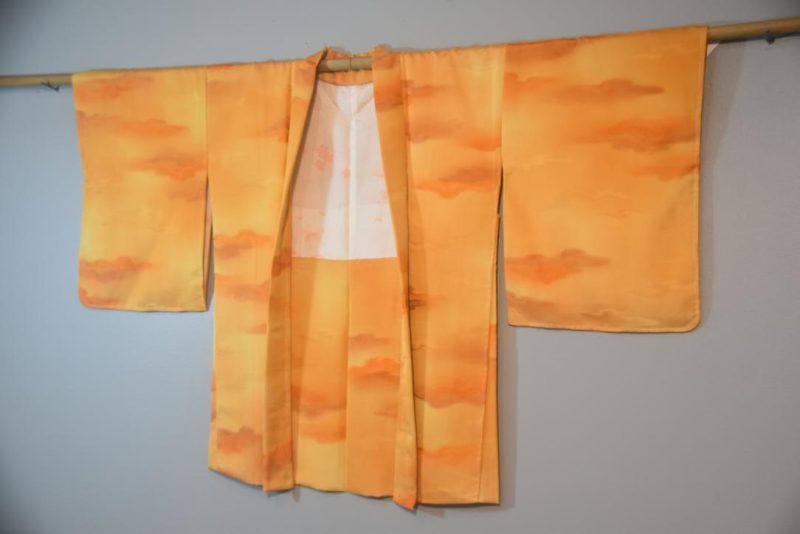 Golden Clouds Silk Japanese Haori Jacket - Image 4