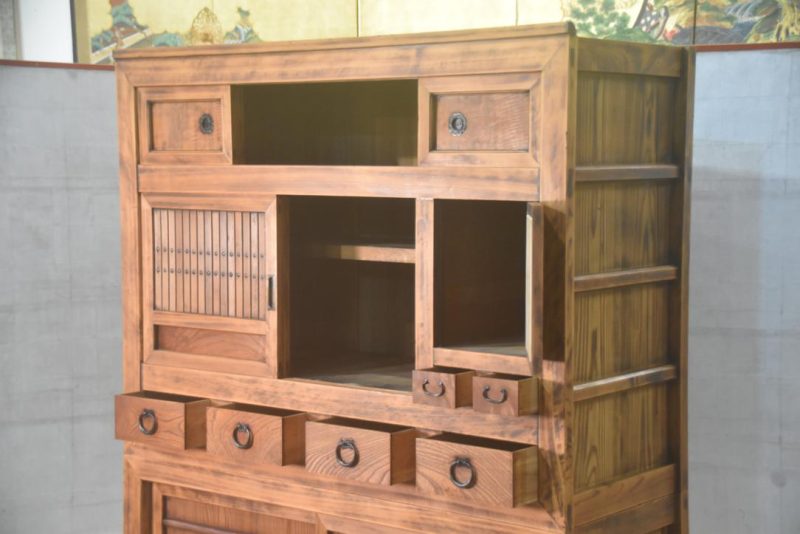 Antique Kyoto Region Kitchen Chest 2 Sections Width:1180mm - Image 11