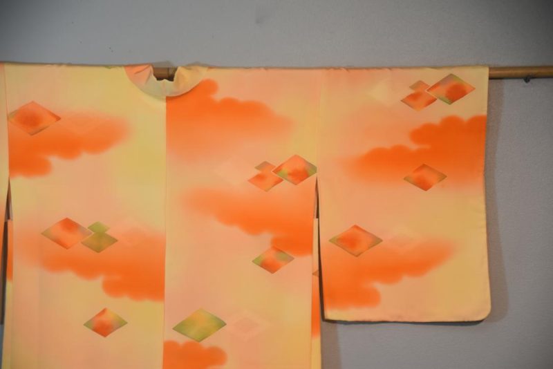 Orange and Lemon Silk Japanese Haori Jacket - Image 7