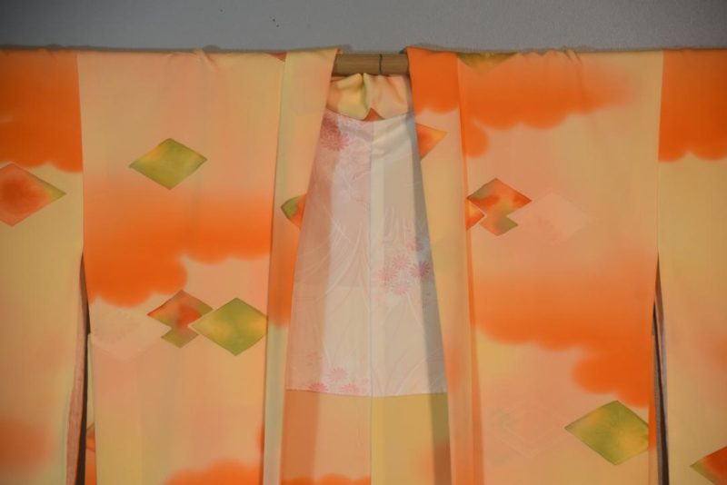 Orange and Lemon Silk Japanese Haori Jacket - Image 4
