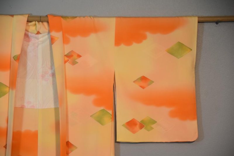 Orange and Lemon Silk Japanese Haori Jacket - Image 5